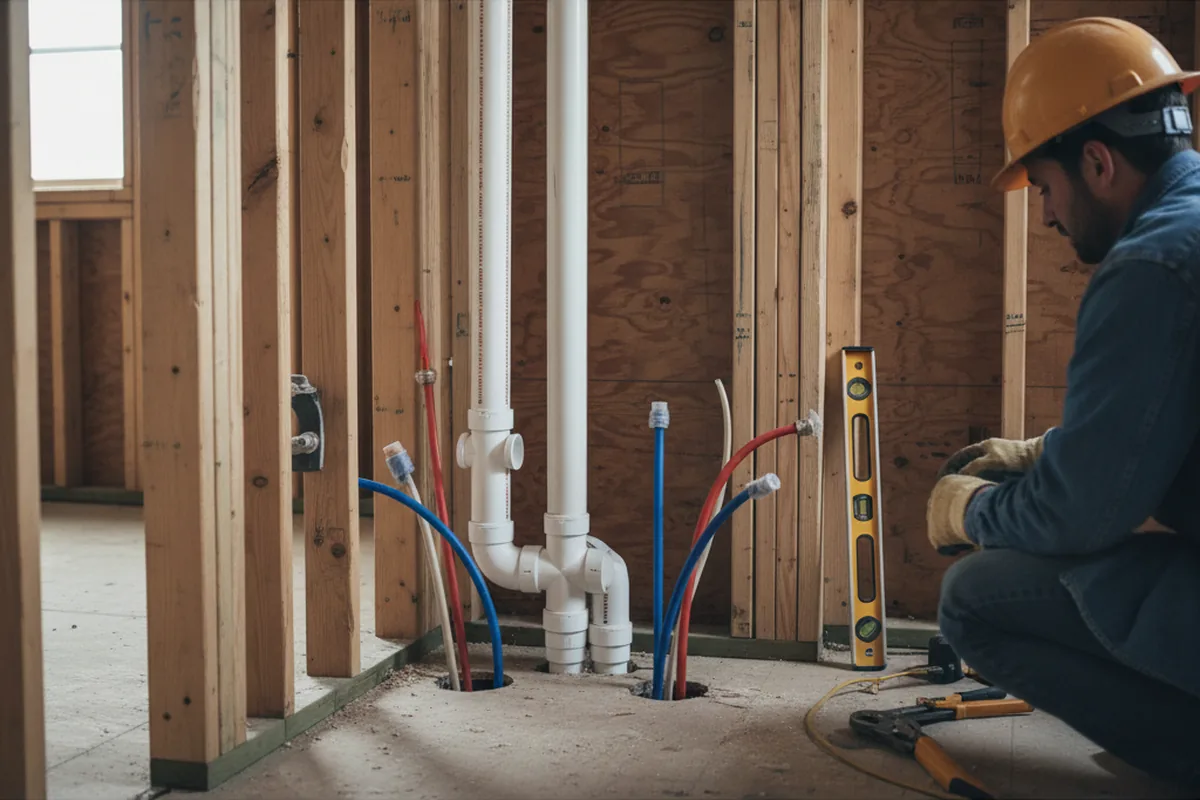 Drain and supply rough-in during Garbage Disposal Repair in Henderson